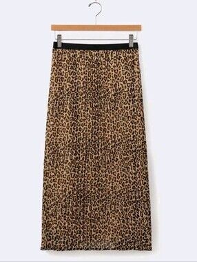 Matilda Jane Good Hart GH Lindale Leopard Print Pleated Midi Skirt XS NWT